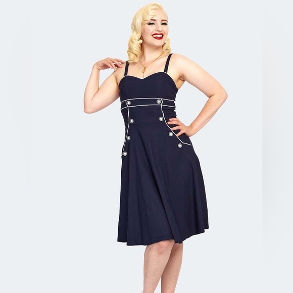 Voodoo Vixen Claudia Nautical Flare Dress - Picture 1 of 5